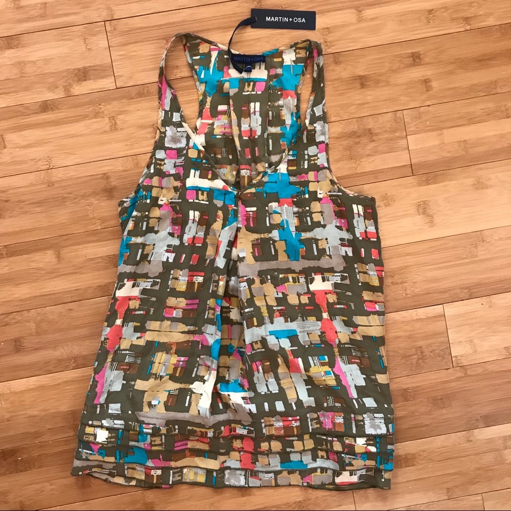 MARTIN + OSA Spring Tank Top Colorful Ruffle 6 NWT